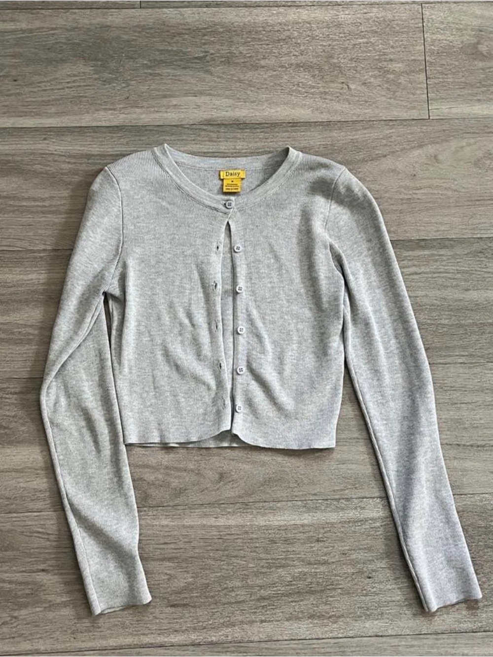 Daisy Gray Cropped Button-Front Cardigan - Daisy